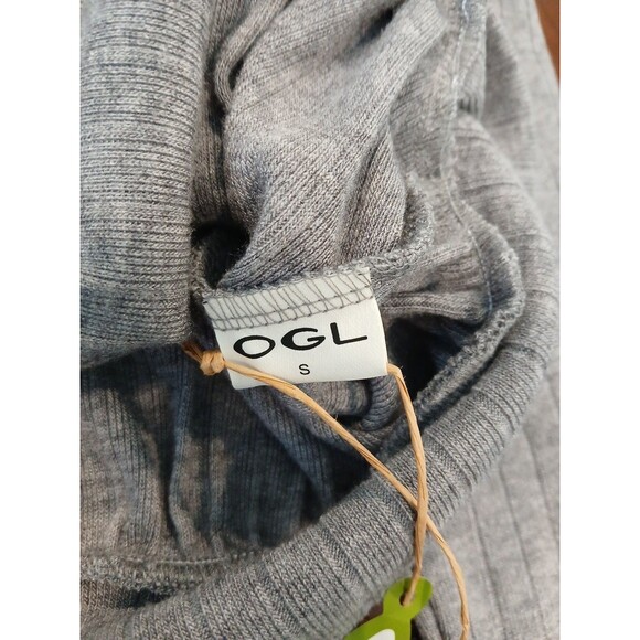 NWT OGL Wide Rib Surplice Top Long Sleeve V Neck Heather Gray Size Small Wrap - Picture 8 of 12